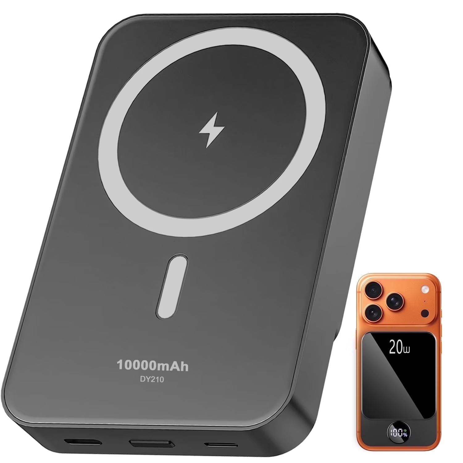 thumbnail video image 2 of Magnetic Wireless Portable Charger, 10000mAh Power Bank with PD20w Fast Charging, USB C in&Out Battery Pack, Compatible with Mag-Safe for iPhone 17/16/15/14/13 Series, Samsung, Android, and More, 2 of 8