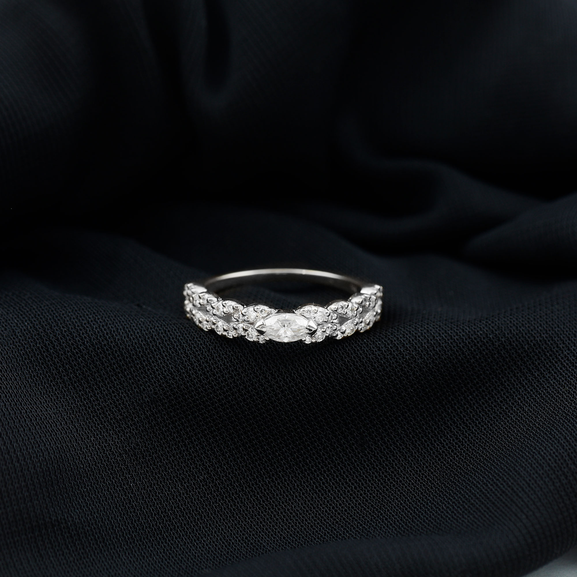 thumbnail video image 2 of Rosec Jewels Moissanite Half Eternity Band for Women - Moissanite Anniversary Ring - D-VS1 Quality Certified, 925 Sterling Silver, US 4.00, 2 of 9