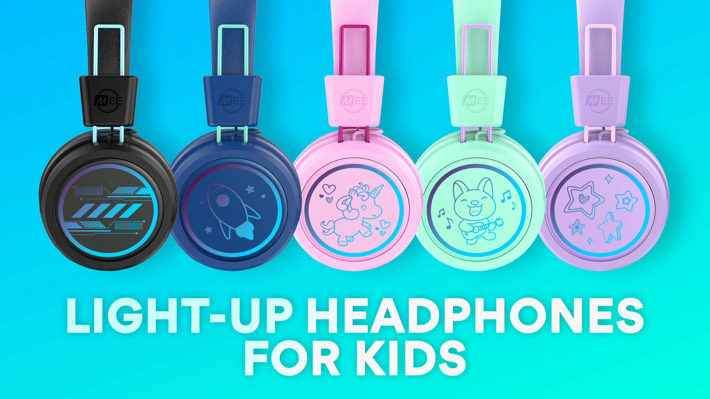 thumbnail video image 3 of MEE audio KidJamz KJ55 Safe Listening USB-C Kids Headphones with LED Lights for Boys and Girls / Students / School / Library / Classroom (Lavender), 3 of 11