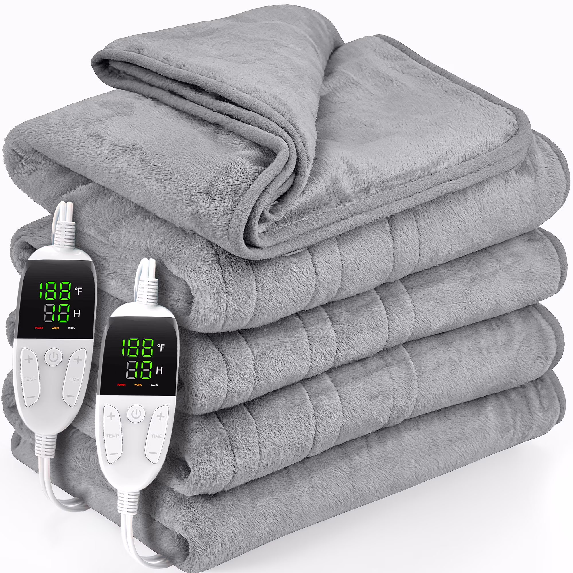 thumbnail video image 2 of VECUKTY Double-sided Flannel Electric Heated Blanket Queen Size Dual Control, 84"x90" Machine Washable Fast Heating Blanket with 6 Heating Levels &10 Hours Auto Off,Gray, 2 of 13