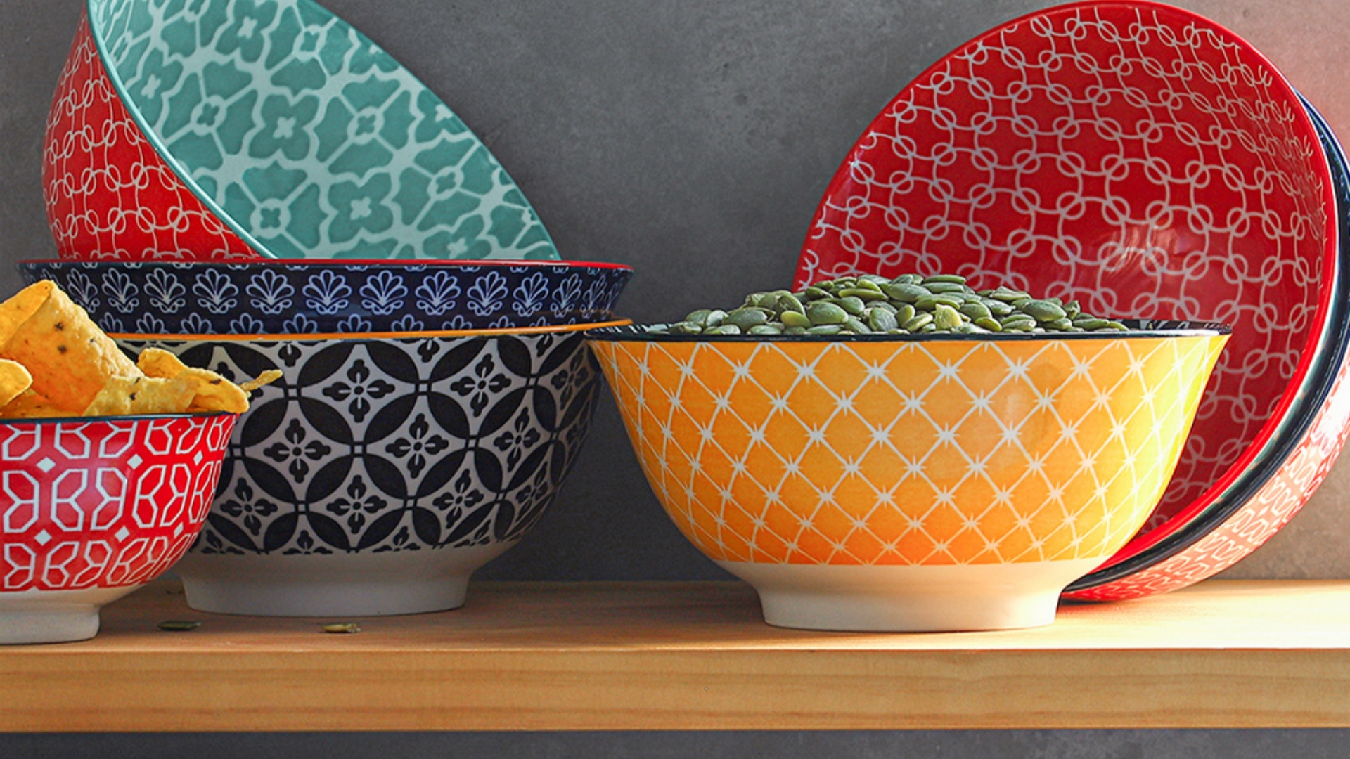 thumbnail video image 2 of Dowan Vibrant Joy 6in Cereal Bowl 4pcs Set, 23Oz Colorful Ceramic Salad Bowl Set, Porcelain Soup Pasta Oatmeal Dessert Bowls for Home, Multi Color, 2 of 8