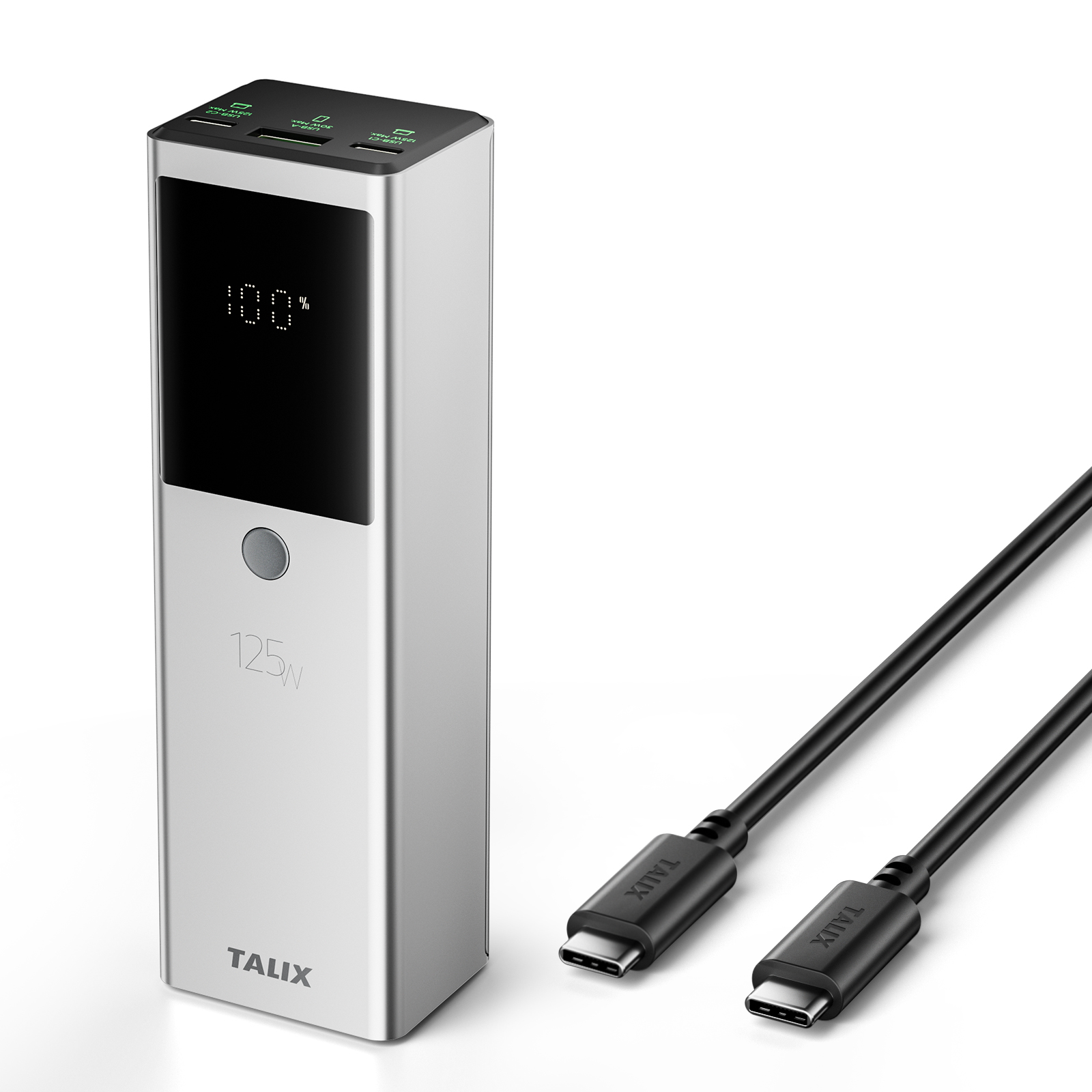 thumbnail video image 2 of TALIX 125W Power Bank, 12800mAh Portable Laptop Charger with 240W USB-C Cable and 3-Port, PD Fast Charging Battery Pack for Laptop/MacBook/iPhone 17/Moto/Samsung, 2 of 12