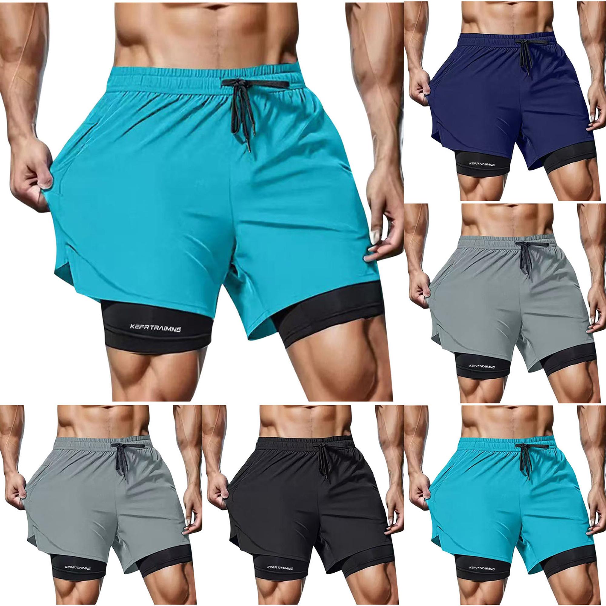 thumbnail video image 2 of Umfun Men 2 In 1 Lined Running Shorts Quick Dry Anti Chafe Compression Liner Gym Workout Training Athletic Fitness Sport Shorts, 2 of 10