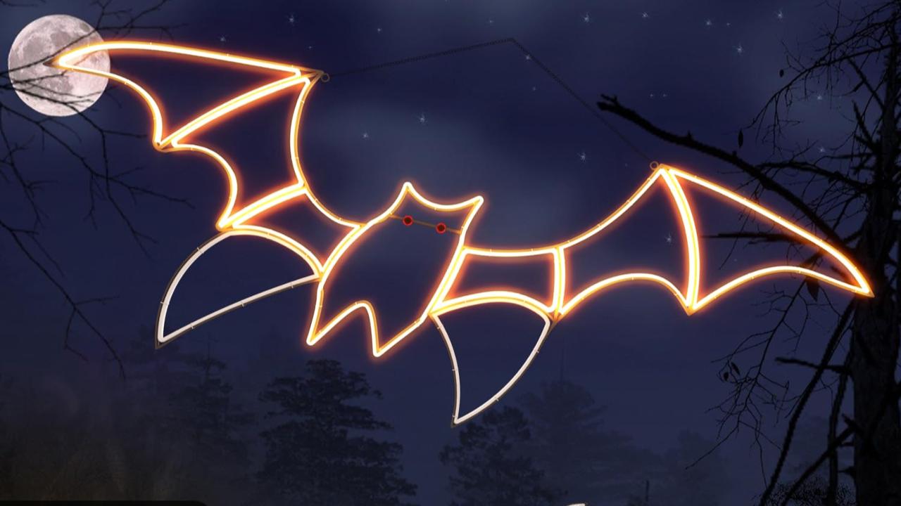 thumbnail video image 2 of Beatineon Bat Neon Sign, Animated Halloween Decor with Sturdy Metal Frame, Dimmable Wall Art with Timer & Speed Control for Indoor Haunted House Party, 2 of 10
