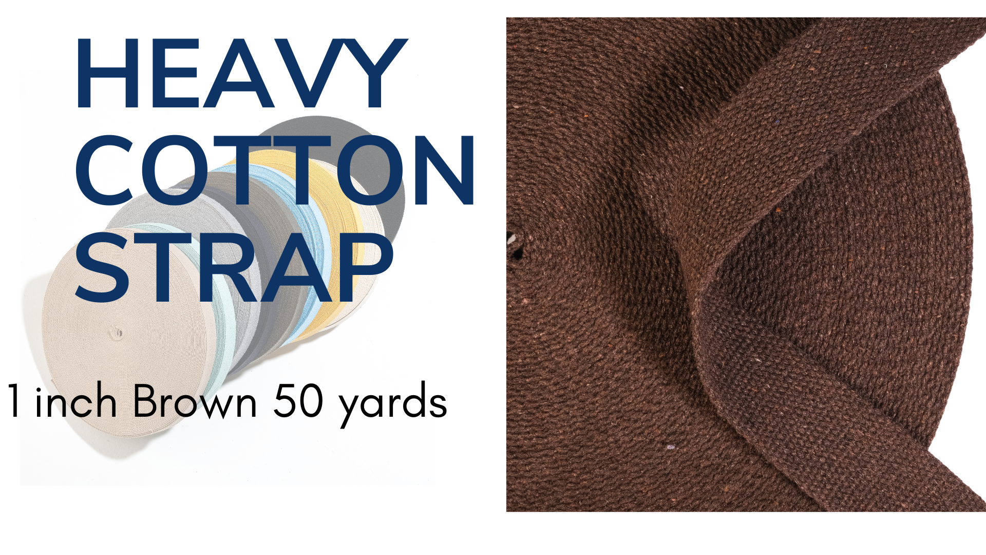 thumbnail video image 2 of 1 Inch x 50 Yards Brown Heavy Cotton Webbing Strap – Continuous Rolls for DIY Sewing, Bag Handle, Belts, and Crafts, 2 of 8