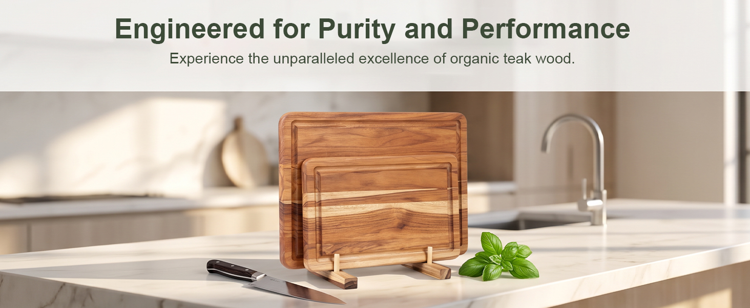 thumbnail video image 2 of ZOVANO 2pcs Teak Wood Cutting Board Set with Fast Drying Stand Storage, 2 of 10