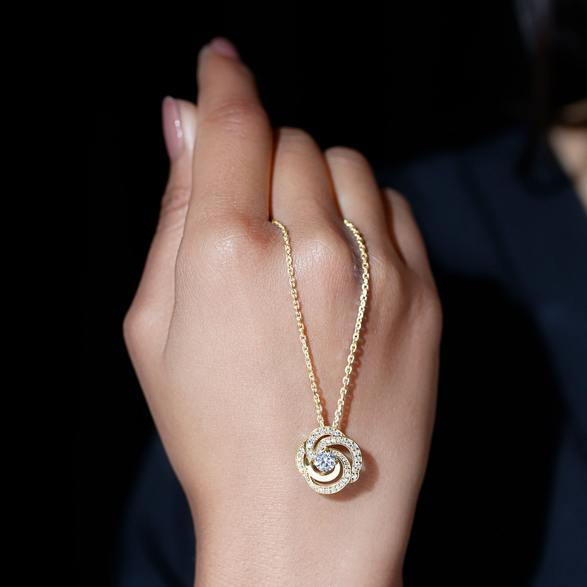 thumbnail video image 2 of Rosec Jewels Lab Grown Diamond Flower Pendant Necklace with Chain - EF-VS Quality Certified, 14K White Gold, 2 of 8