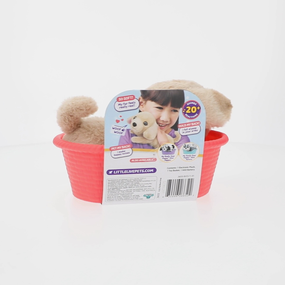 LITTLE LIVE PETS My Really Real Puppy, animal de compagnie, 50 sons et réactions, chiot avec fourrure douce et yeux qui se ferment, transport et biberon inclus, +4 ans, célèbre (LP800000