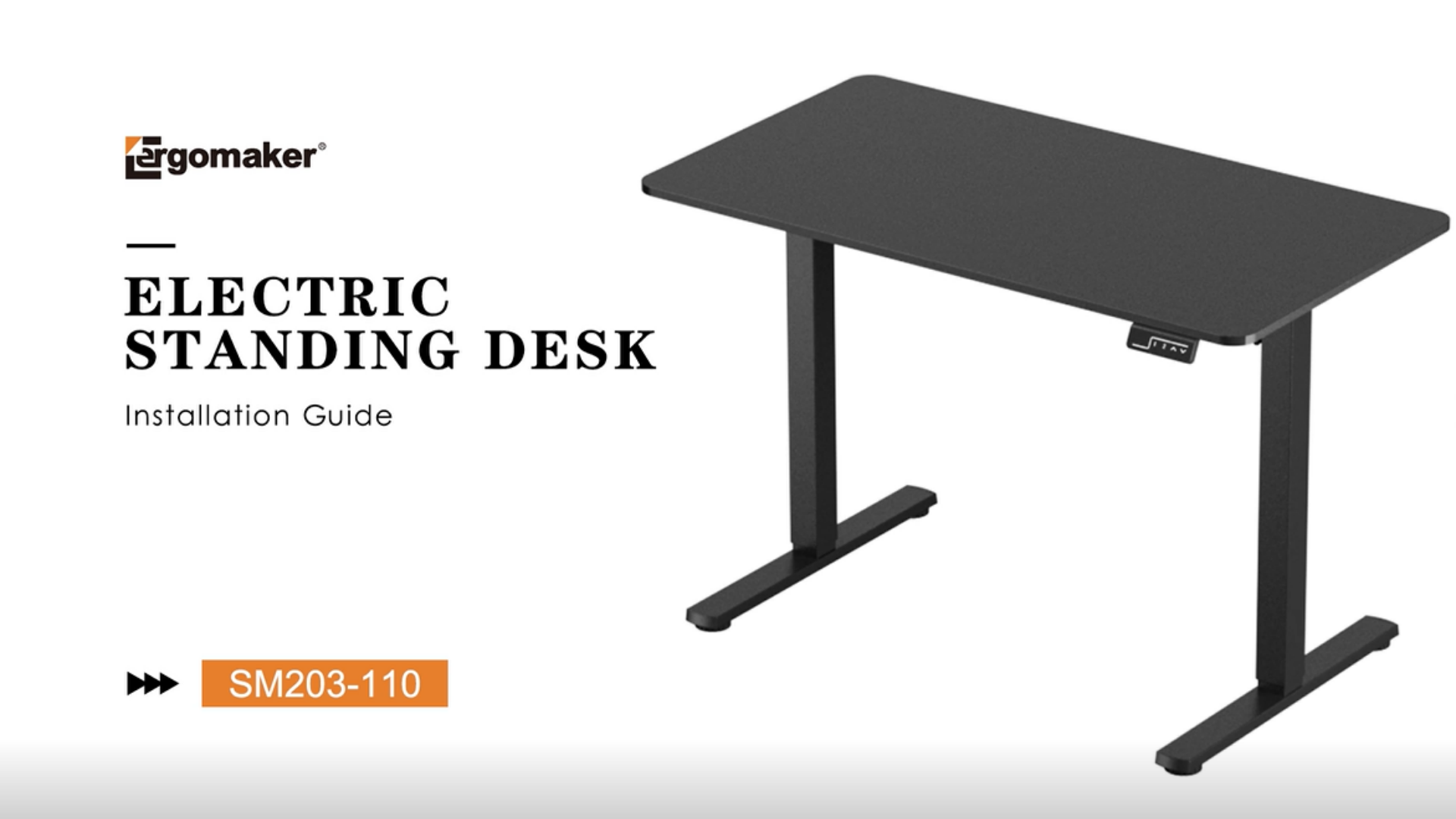 thumbnail video image 2 of Ergomaker Electric Standing Desk，43" x 23.6" Height Adjustable Desk with Memory Preset for Adult,Black, 2 of 9