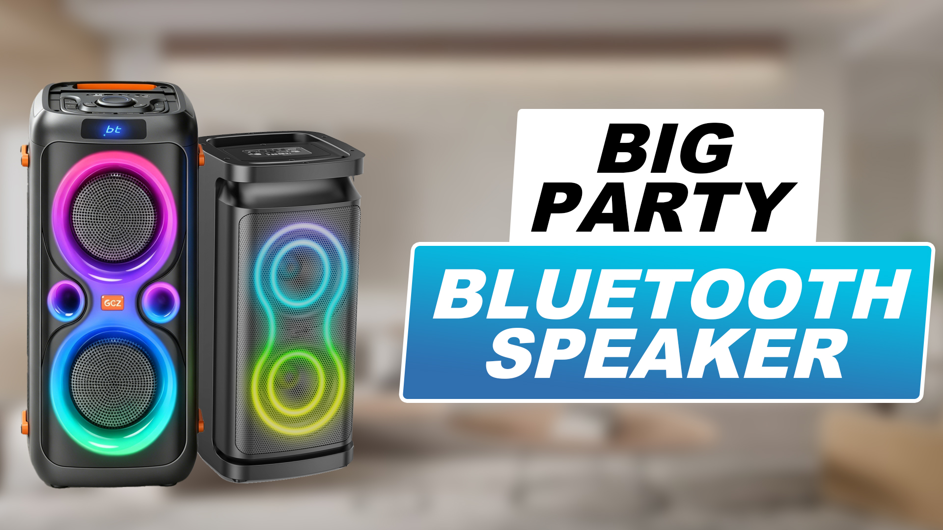thumbnail video image 2 of GCZ Party Bluetooth Speaker, 120W Loud Sound with Deep Bass for Outdoor Backyard Party, TWS Party Lights and Karaoke Effects, Microphone and Guitar Input, 2 of 11