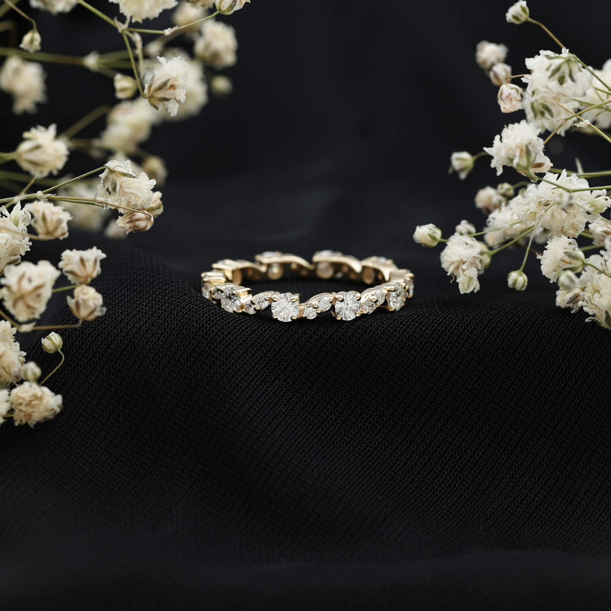 thumbnail video image 2 of Rosec Jewels Certified Moissanite Eternity Ring for Women (1.75 CT, D-VS1 Quality), 10K Yellow Gold, US 12.50, 2 of 9