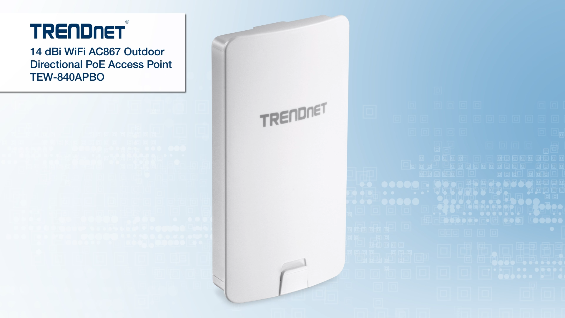 thumbnail video image 2 of TRENDnet TEW-840APBO 14 dBi WiFi AC867 Outdoor Directional PoE Access Point, 2 of 8