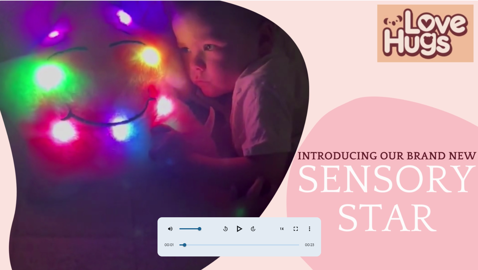 thumbnail video image 2 of LoveHugs Musical Star Pillow Light up Toy. Sensory Toys for Autistic Kids. Ages 3+, 2 of 8