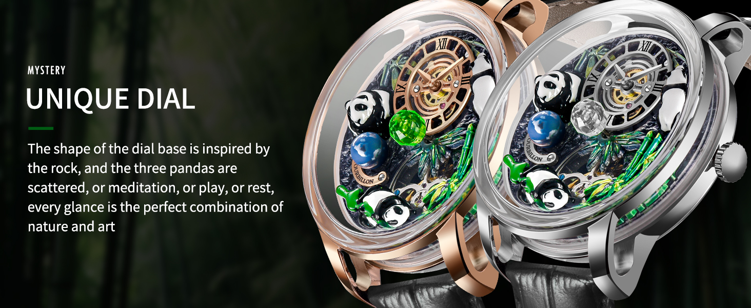 Panda Watch Automatic Watches for Men, Stainless Steel Panda Bamboo ...