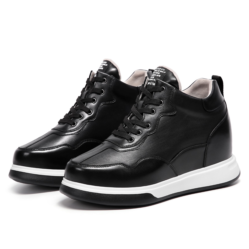 thumbnail video image 2 of CMR CHAMARIPA Casual Height Increasing Elevator Shoes Black Leather Casual Shoes For Men 11CM / 4.33 Inch, 2 of 10