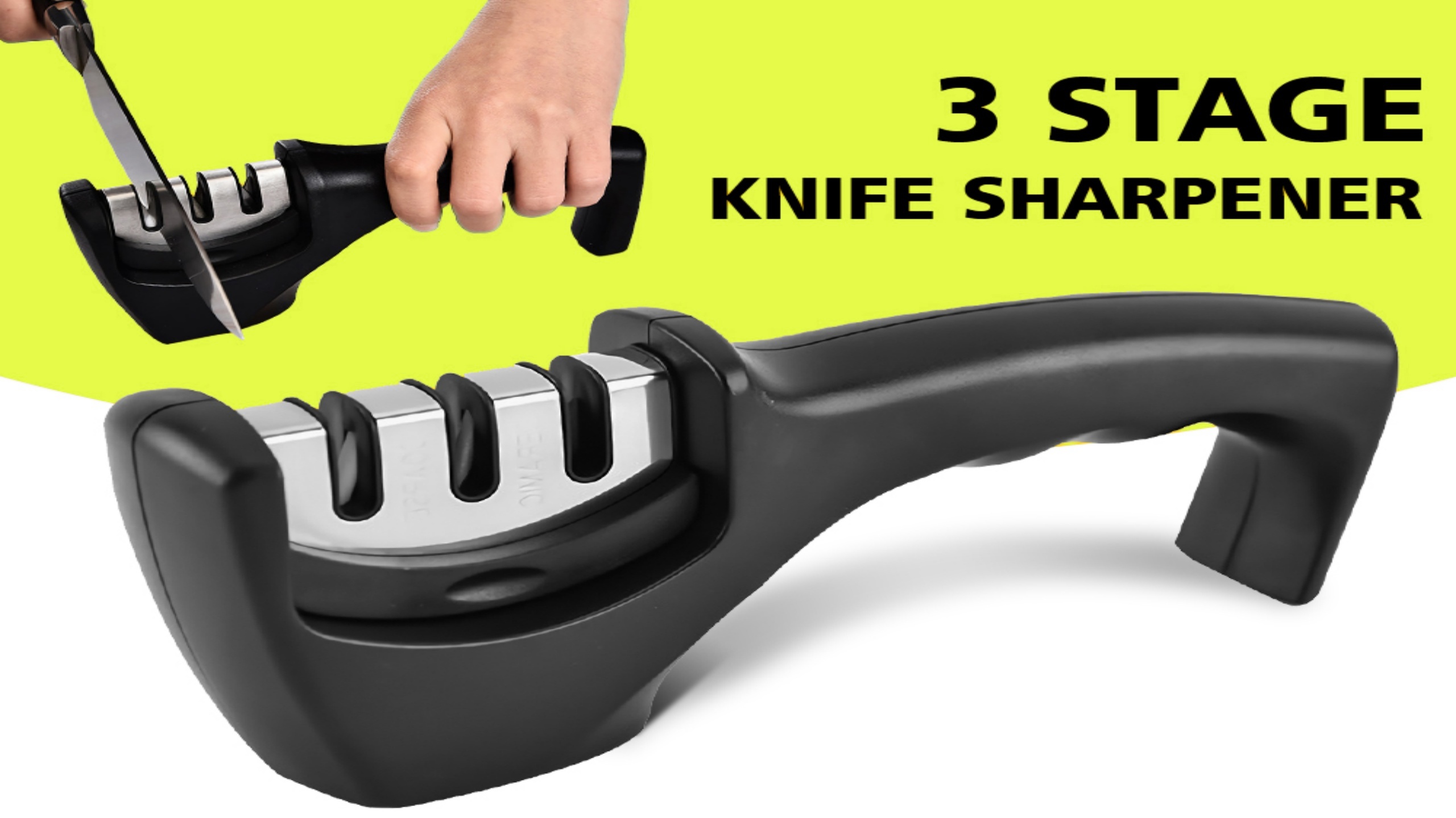 thumbnail video image 2 of Kitchen Knife Sharpener - DFITO 3-Stage Knife Sharpening Tool Helps Repair, Restore and Polish Blades, 2 of 13