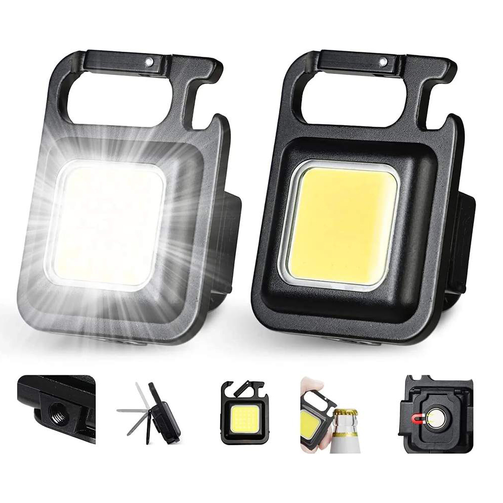 thumbnail video image 2 of Rechargeable Keychain Flashlight 1Pack, Super Bright COB Keychain Work Light with Magnet, Clip, Bottle Opener, Ideal for Everyday Carry, Emergency, Dog Walking, Car Repair, 2 of 8