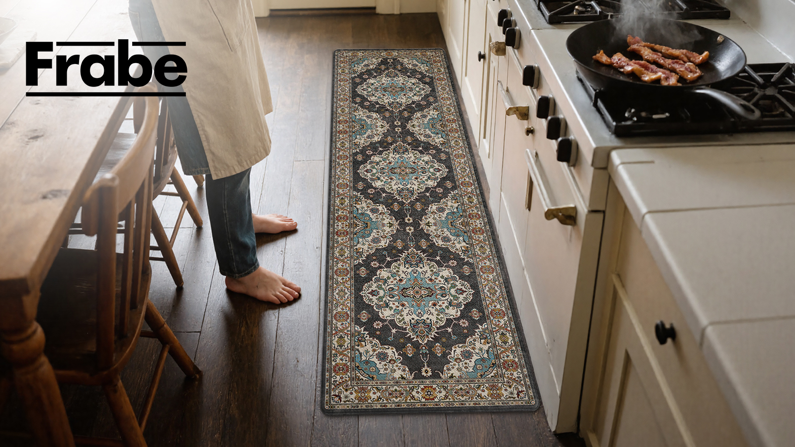 thumbnail video image 2 of FRABE Kitchen Mat Anti Fatigue Cushioned,Non Slip Comfort Floor Runner,Memory Foam Padded Standing Rug Washable, for Home, Sink, Laundry, Office, Black, 24"x59“, 2 of 10