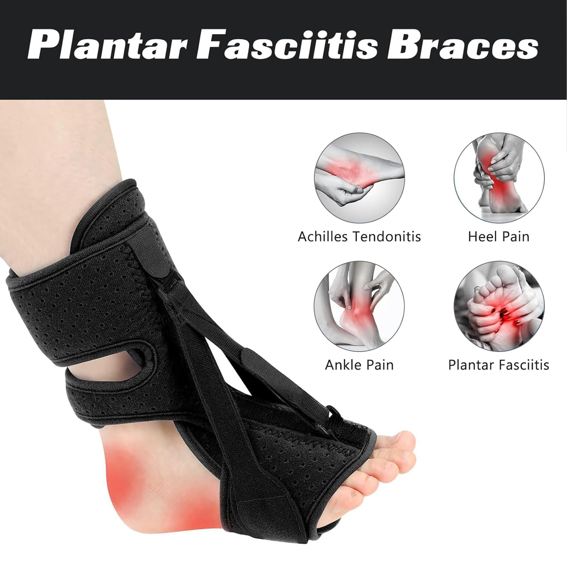 thumbnail video image 2 of YASLIM Adjustable Night Plantar Brace for Heel Recovery and Tendonitis, 2 of 9