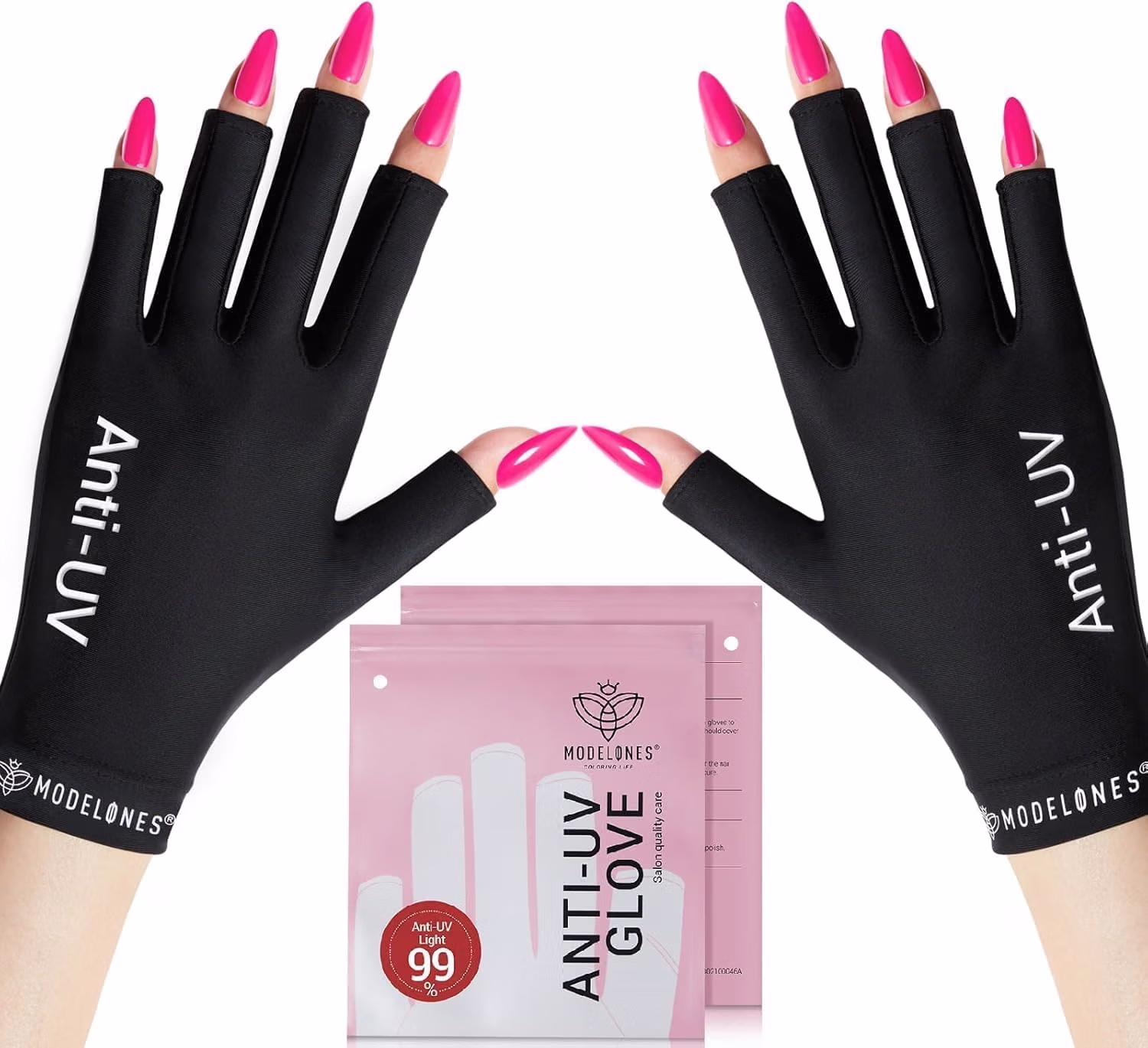 thumbnail video image 2 of modelones UV Gloves for Nails, Professional UPF99+ UV Protection Gloves for Gel Manicures, Fingerless UV Light Gloves for Gel Nails, Anti UV Gloves for Gel Nail Lamp, Protect Your Skin from UV Harm, 2 of 10