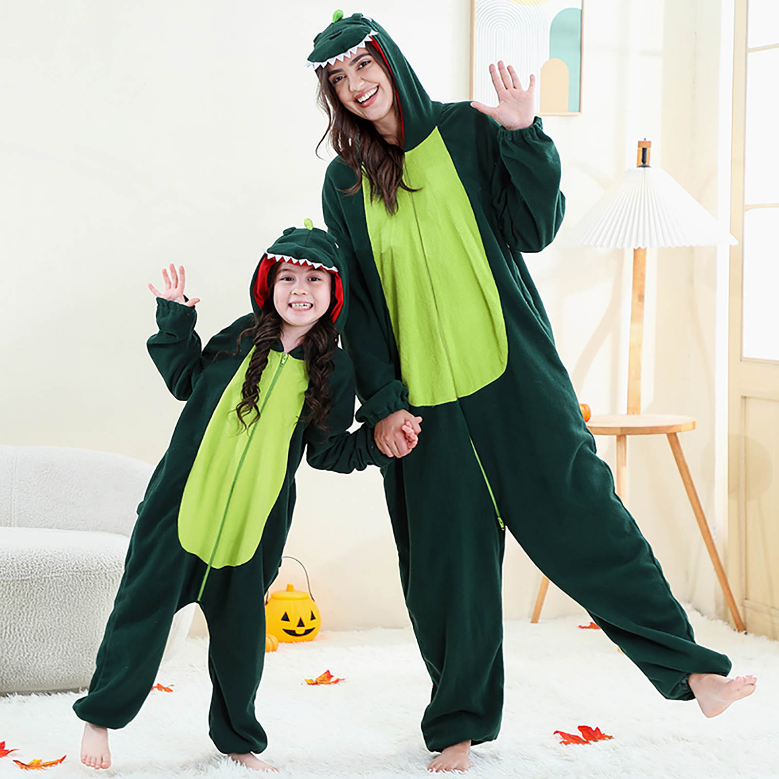 thumbnail video image 2 of YUEHUA Kids Unisex Shark Cos-tume One-Piece Pajama Family Matching Pajamas Snug Plush Animal Sleepwear Homewear Christmas Gifts for Girls Boys, 9-10 Years, 2 of 11