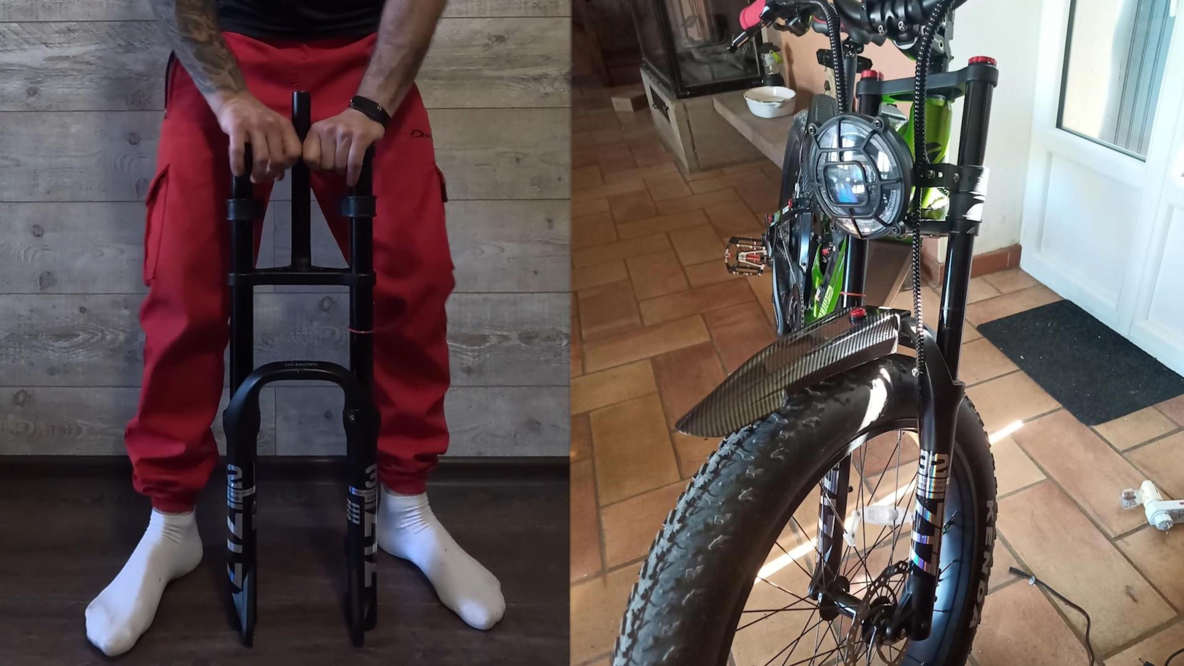thumbnail video image 2 of ZTZ 20/26 inch 4.0 Fat Tire Bike Air Suspension Fork - 180mm Travel, 135mm Hub Spacing, QR 9mm, Double Crown Shock Absorber Fork for MTB Fat Snow Beach E-Bike, 2 of 7