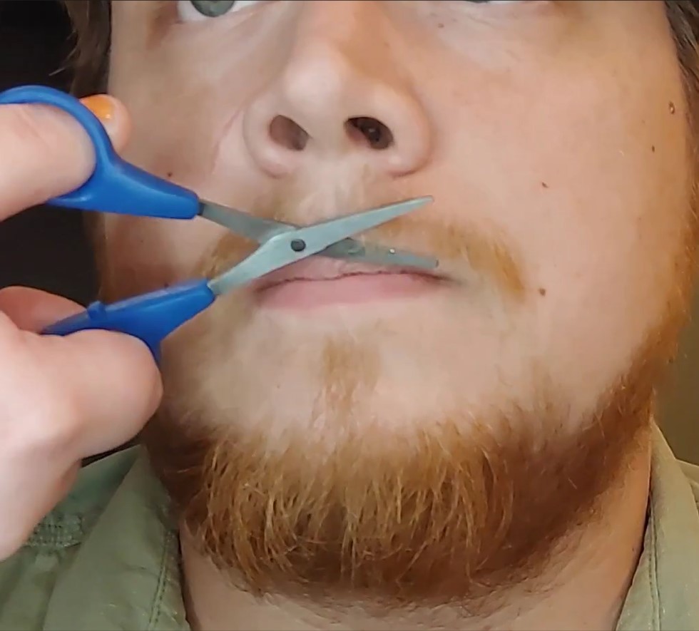 thumbnail video image 2 of Mustache Scissors Beard Razor Grooming Comb Trimmer Movember Mens Straight Edge Beards Shaping Tool For Men Goatee Shaper, 2 of 9
