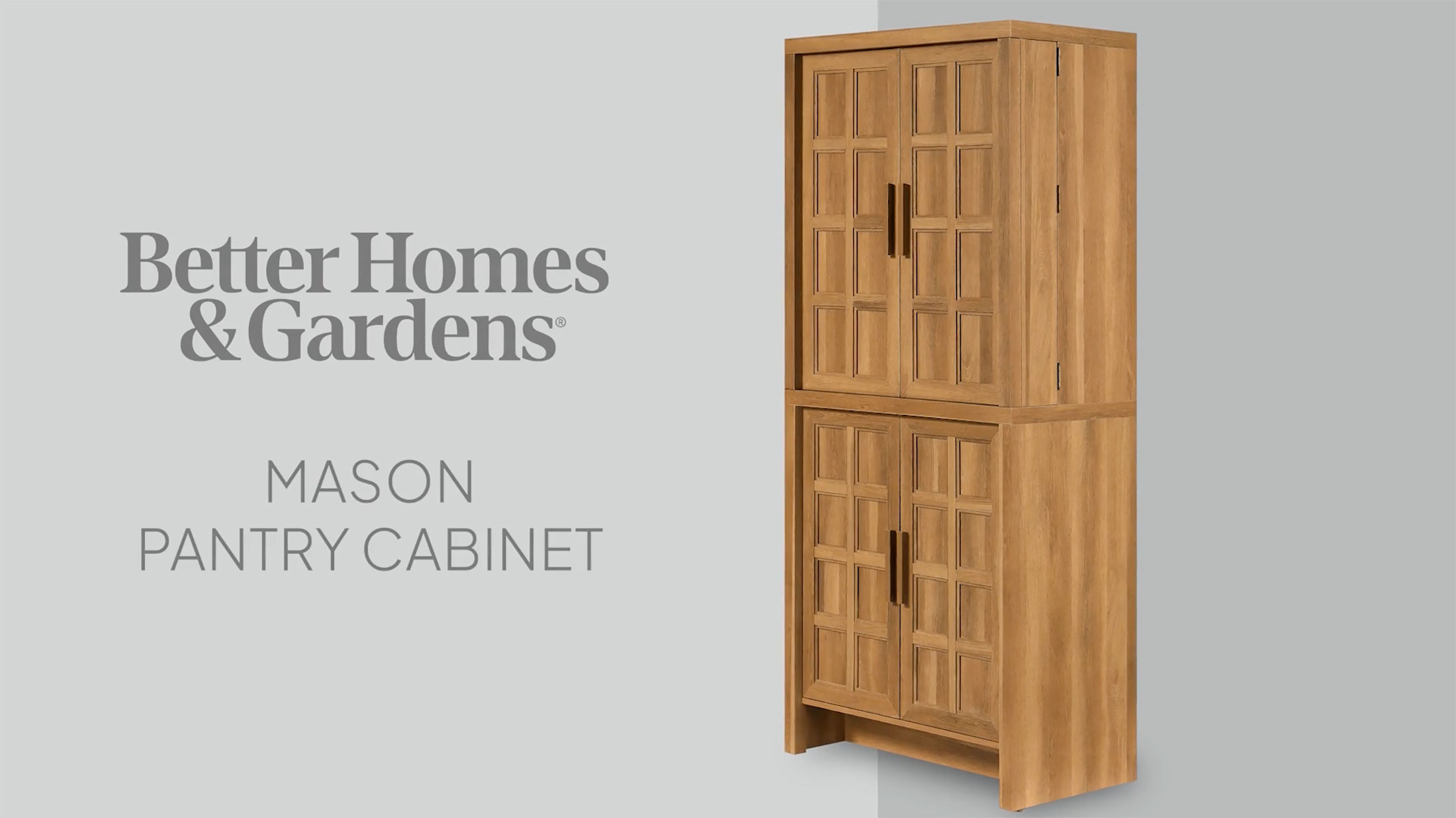 thumbnail video image 2 of Better Homes & Gardens Mason Pantry Storage Cabinet, Brown Oak, 2 of 13