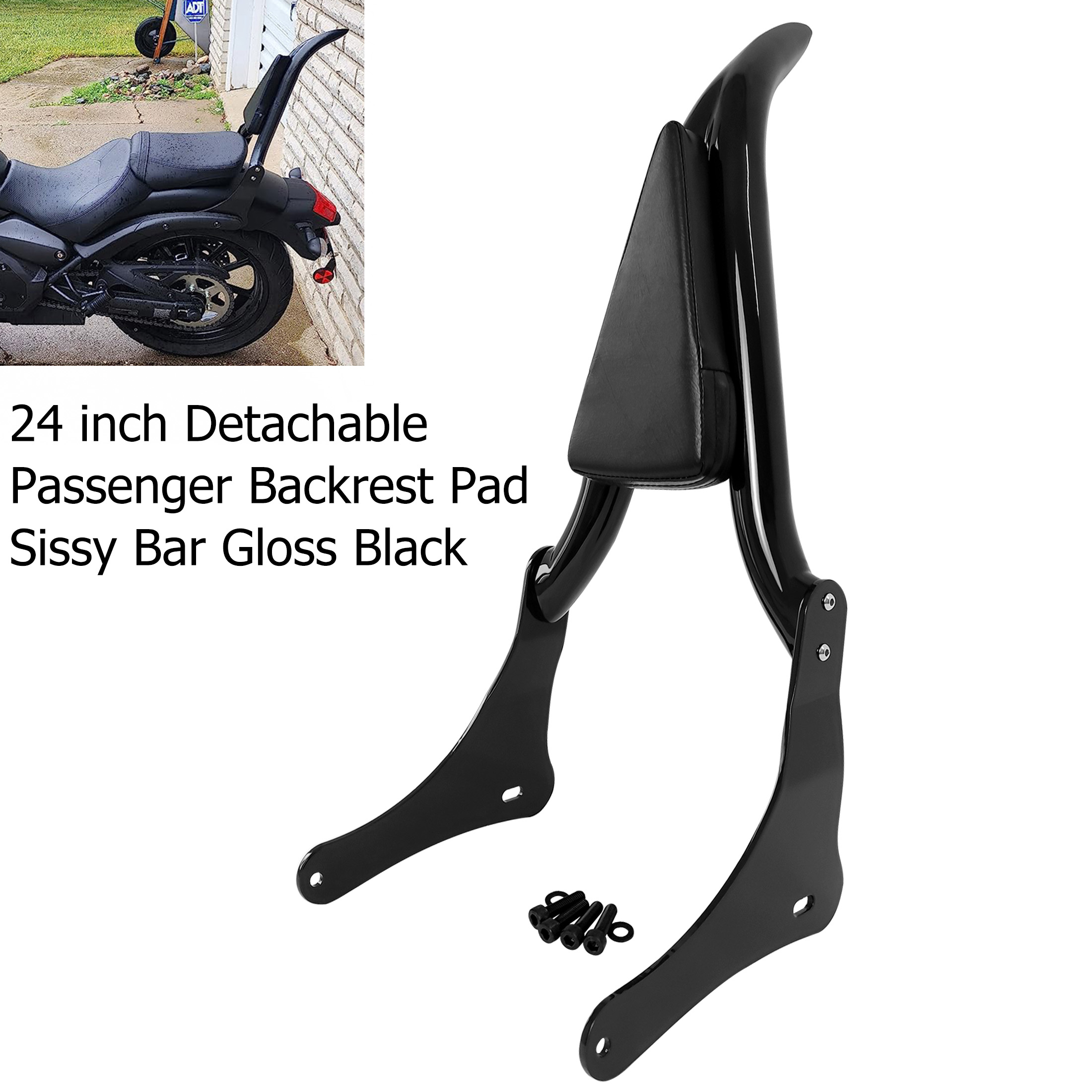 thumbnail video image 2 of Fjpacemt Detachable Sissy Bar Backrest for Motorcycle Kawasaki Vulcan S 650 EN650 ABS SE VN650 15-24, 2 of 10
