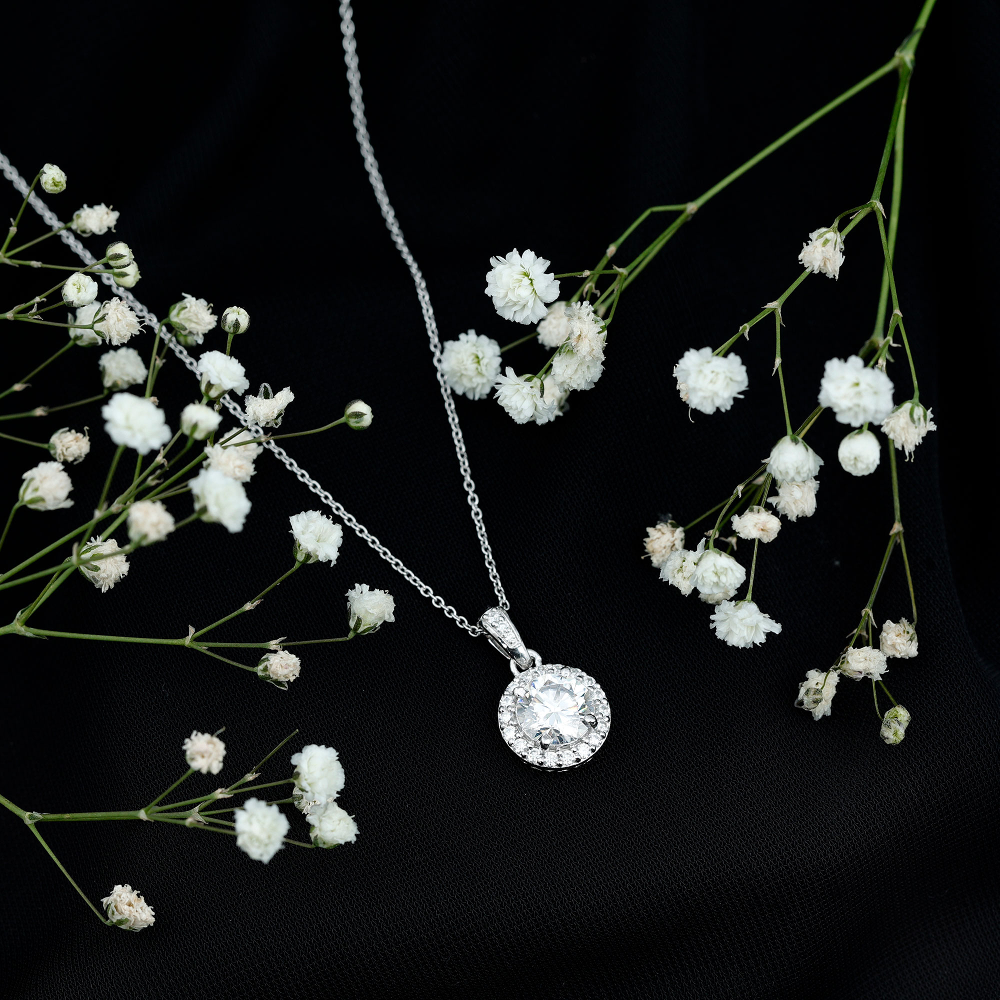 thumbnail video image 2 of Rosec Jewels Certified Moissanite Halo Pendant Necklace for Women - D-VS1 Quality, 925 Sterling Silver, 2 of 8