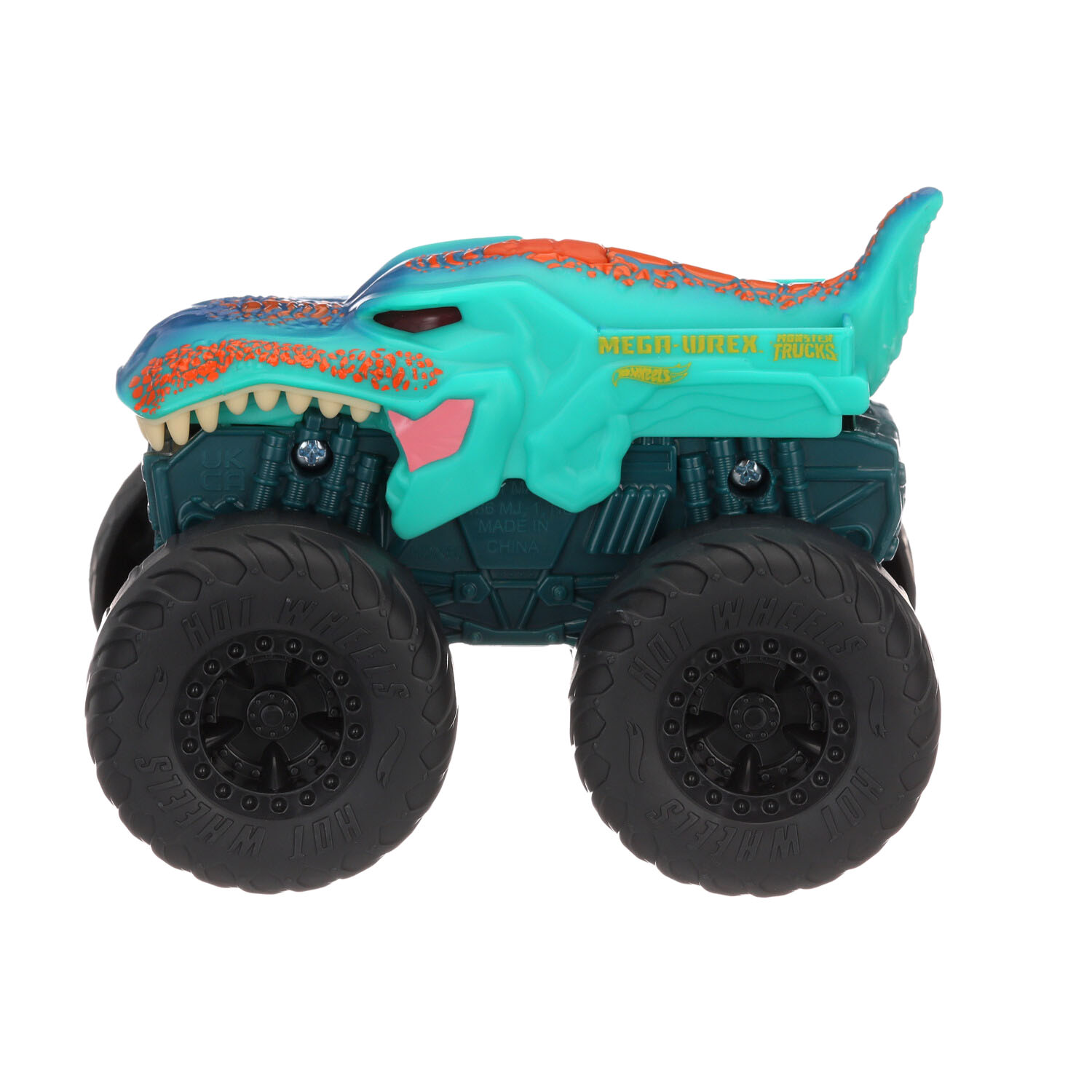 DieCast Hot Wheels Monster Trucks Mega Wrex (Teal) 31/75 - 1:64 Scale Truck  with Connect and Crash Car