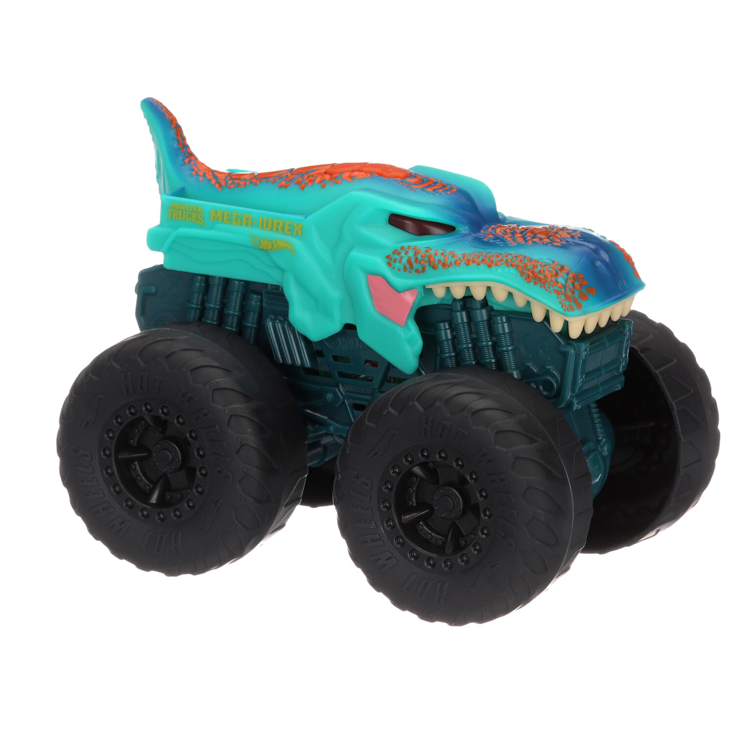 DieCast Hot Wheels Monster Trucks Mega Wrex (Teal) 31/75 - 1:64 Scale Truck  with Connect and Crash Car
