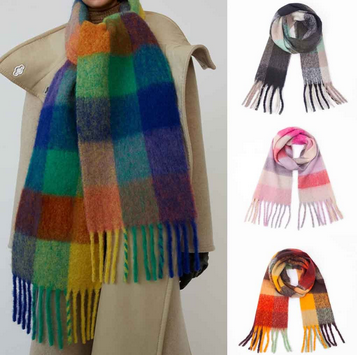 thumbnail video image 2 of Baqcunre Scarf for Women, Orange Thick Scarf Winter Fashion Warm Casual Long Tassel Unisex Scarf Scarf Shawl Scarf, One Pack Autumn And Winter Warmth Accessories, 2 of 3