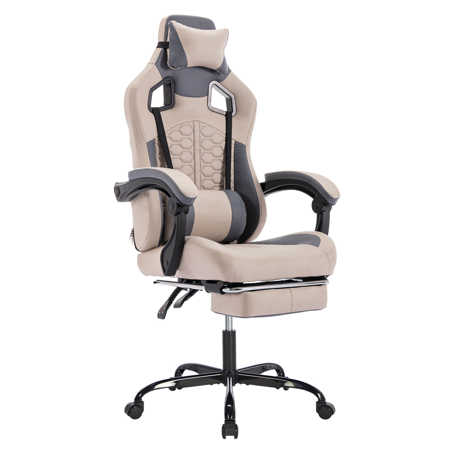thumbnail video image 2 of JONPONY Ergonomic Gaming Chair with Adjustable Footrest,High Back PU Leather, Comfortable Headrest & Lumbar Support,Computer Office Chair for 8+ Hours Sitting,300LBS,Grey, 2 of 9