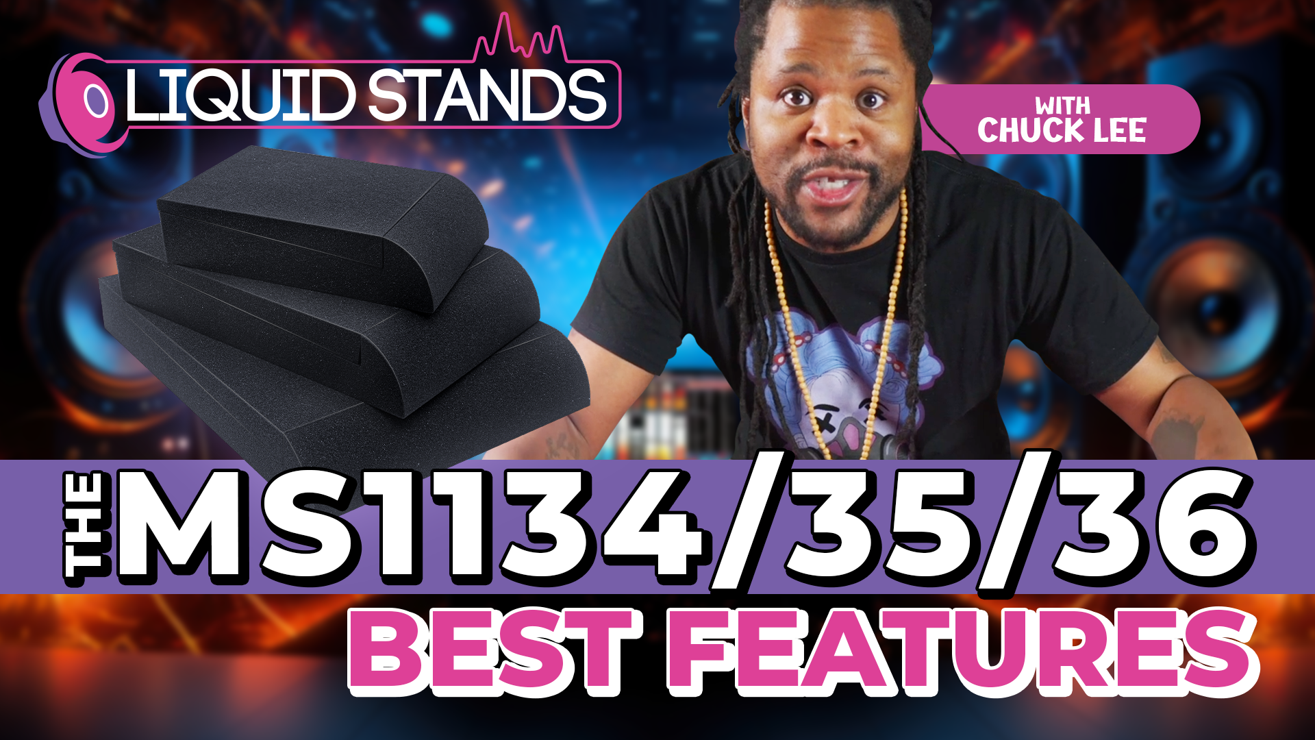 thumbnail video image 2 of Liquid Stands Studio Monitor Sound Isolation Pads for Speakers 6-8" High-Density Speaker Foam Pads, 2 of 6