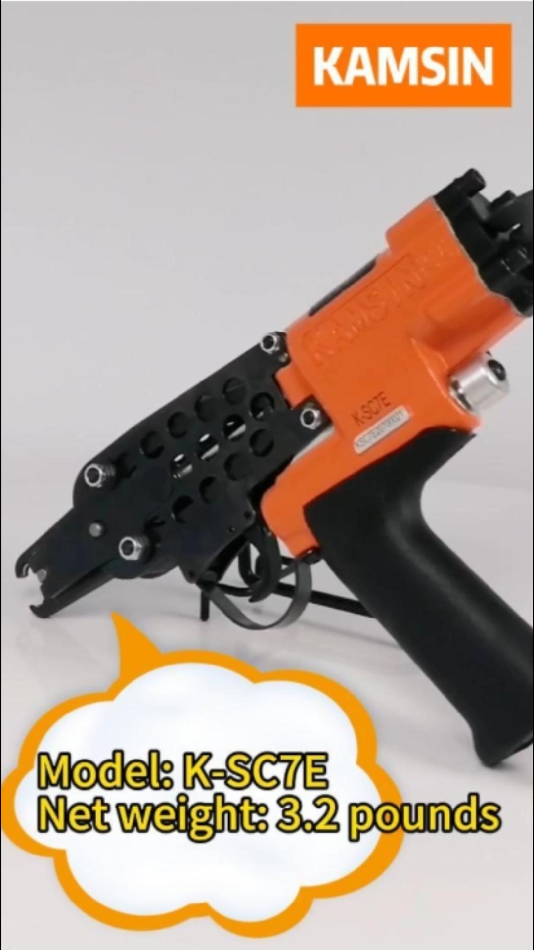 thumbnail video image 2 of Kamsin K-SC7E 15 GA Pneumatic Hog Ring Tool with Long Nose, 3/4'' Crown Professional Air C Ring Gun, 2 of 10