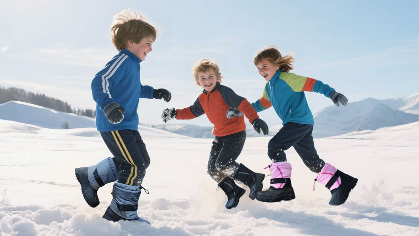 thumbnail video image 2 of EQW Kids Waterproof Snow Winter Boots for Boys Girls Toddler Little Big Kid, Drawstring Non‑Slip Rubber Sole, 2 of 9