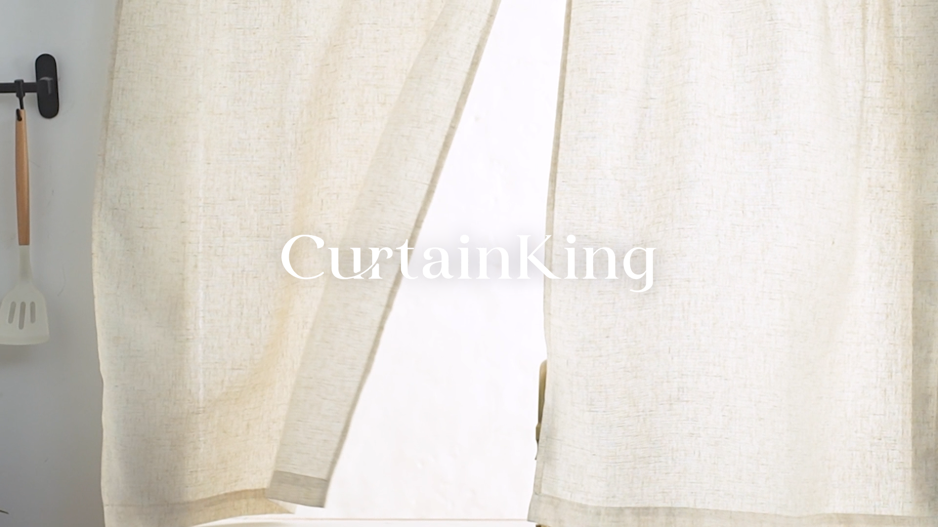 thumbnail video image 2 of Curtainking Kitchen Curtains 26x36 inch Blue Linen Textured Curtains Semi Sheer Cafe Curtains Farmhouse Small Window Treatment 2 Panels, 2 of 7