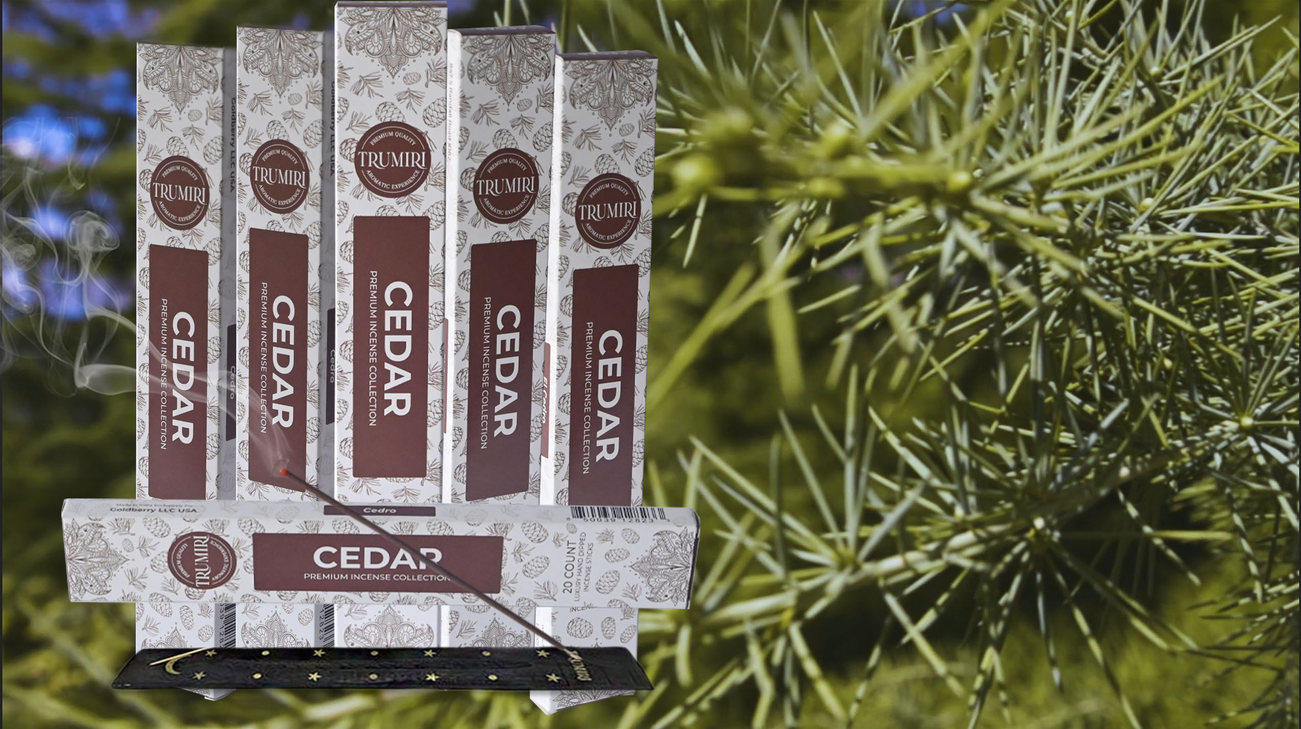 thumbnail video image 2 of Cedar Incense Sticks - Total 120 Insence-Sticks - 6 Packs of 20 Insense - Inciensos - Inscents - Natural Non Toxic Ingredients - Incents - Incence - Inscense - Insents, 2 of 8