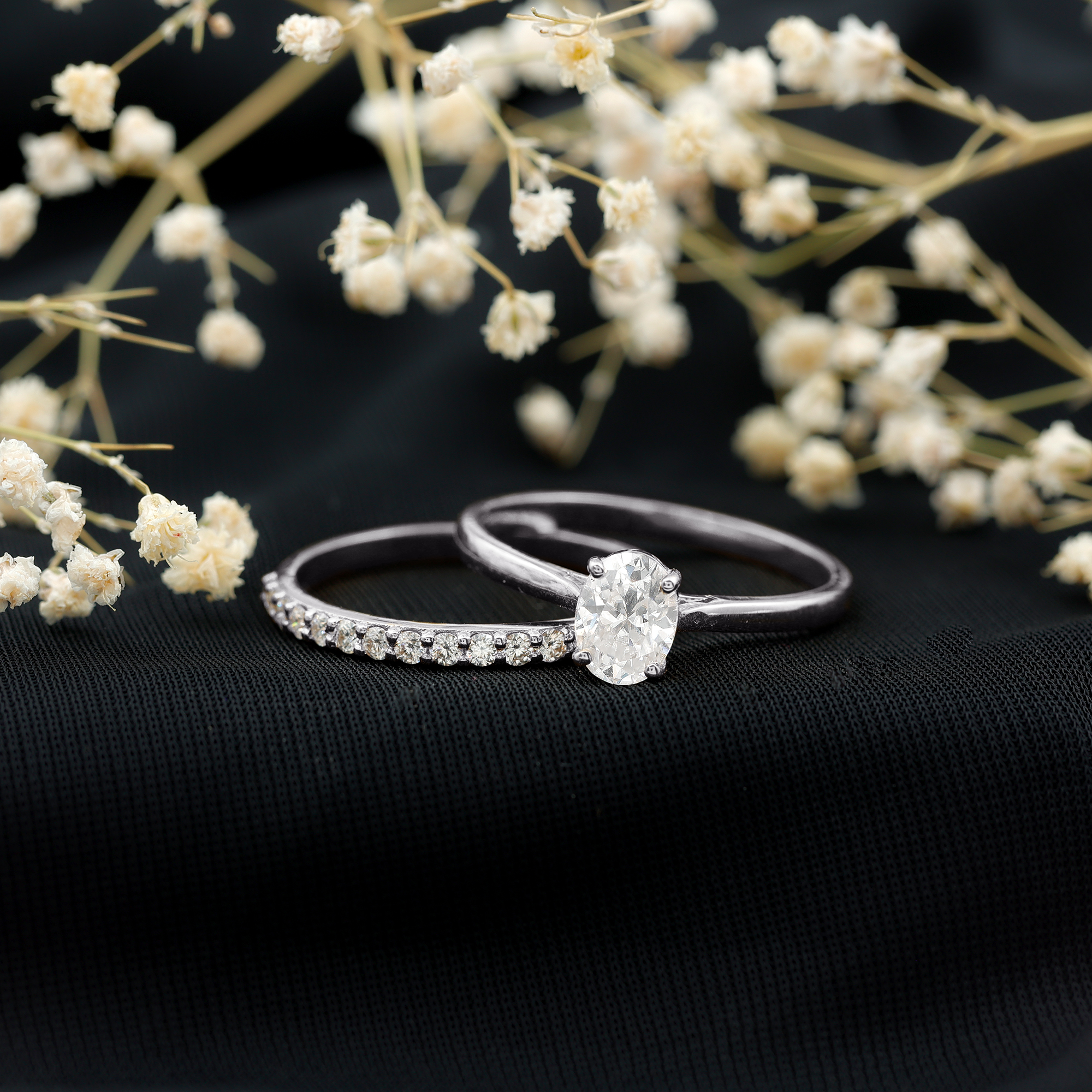 thumbnail video image 2 of Rosec Jewels Moissanite Wedding Engagement Ring Set - 1 Carat Engagement Ring with Wedding Band - D-VS1 Grade Certified, 18K Yellow Gold, US 4.00, 2 of 9