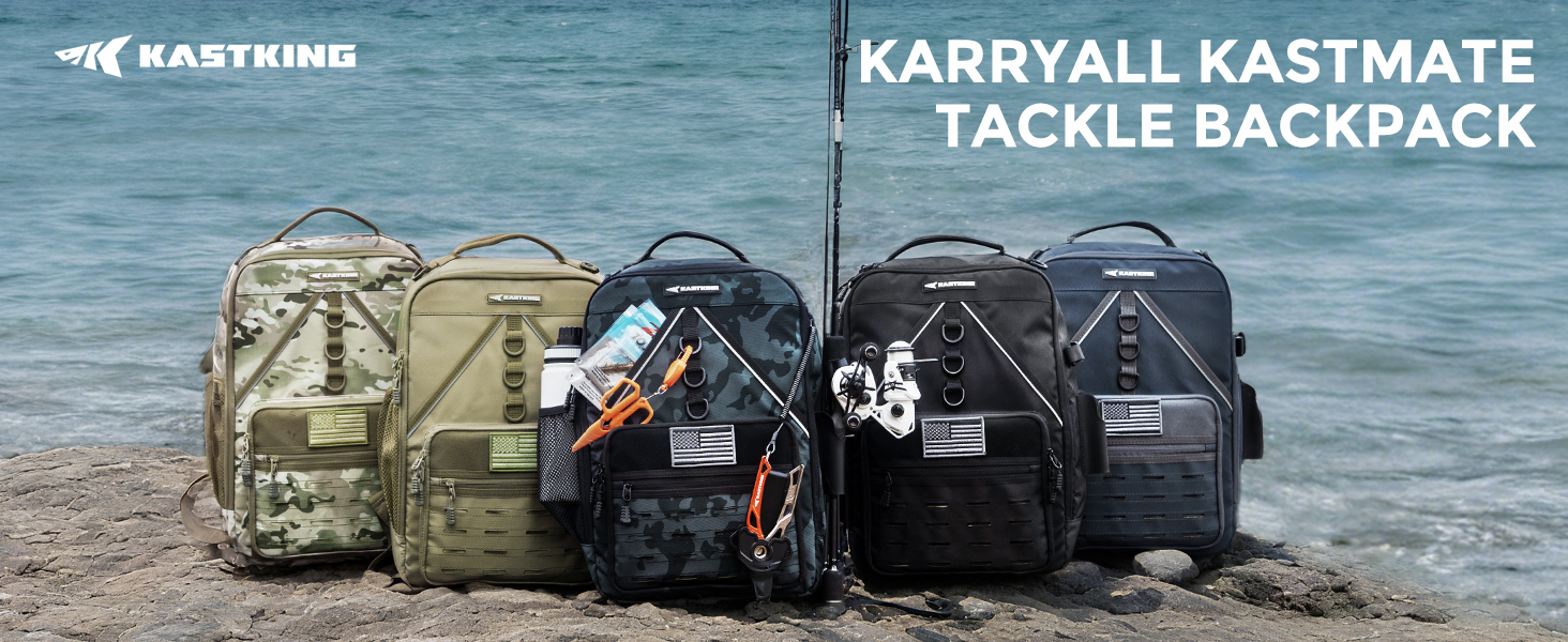 thumbnail video image 2 of KastKing Fishing Tackle Backpack,With Trays Fishing Bag With 2 Rod Holders,Fishing Gear and Equipment -KarryMate, 2 of 9