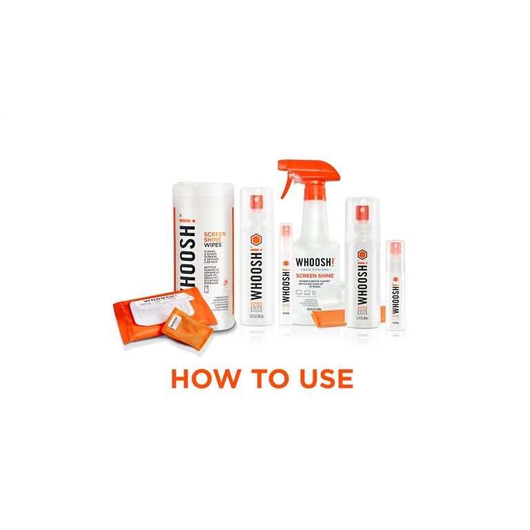 WHOOSH! Phone Cleaning Kit Duo – 3.4 oz & 0.3 oz Bottles with 2 Microfiber Cloths, Alcohol-Free Screen Cleaner for All Electronics, TVs, Laptops, Car Displays, Eyeglasses, Sports Visors, Whiteboards