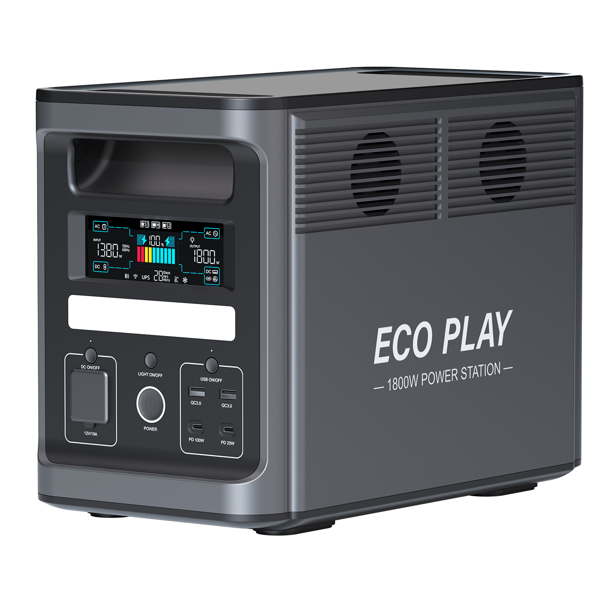 Eco Play 1800W Continuous Portable Power Stations, 1536Wh LiFePO4