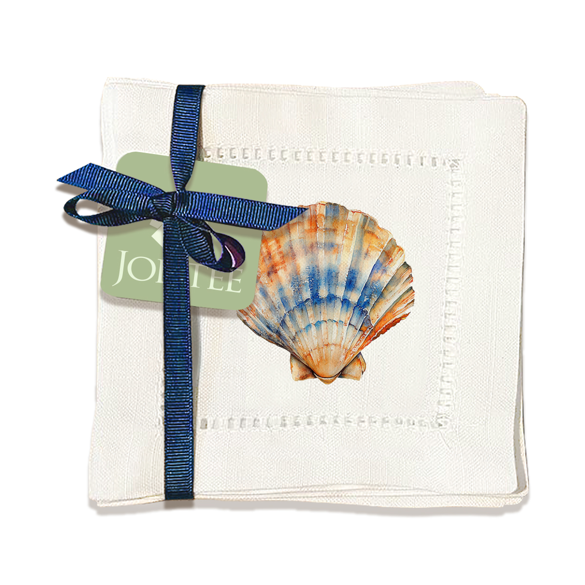 thumbnail video image 2 of Jolitee Decorative Hemstitch Cocktail Napkins, 6"x6" Washable Linen-Like Cloth Napkins, Handmade for Entertaining and Everyday Use (Scallop Shell), 2 of 9