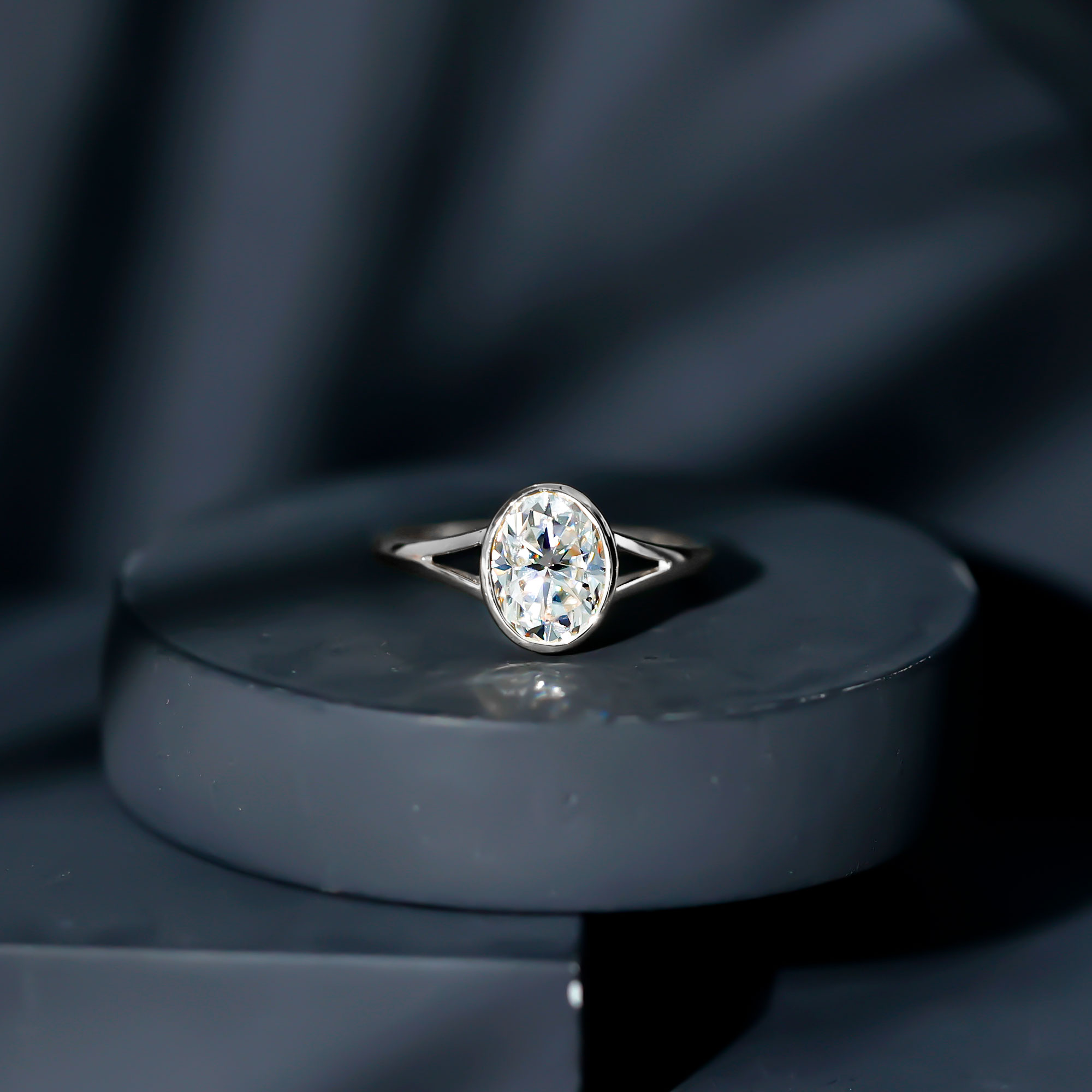 thumbnail video image 2 of Rosec Jewels Lab Created Diamond Engagement Ring 2 Carat - Oval Solitaire Ring 7X9 mm (EF-VS Grade Certified), 10K White Gold, US 3.00, 2 of 9