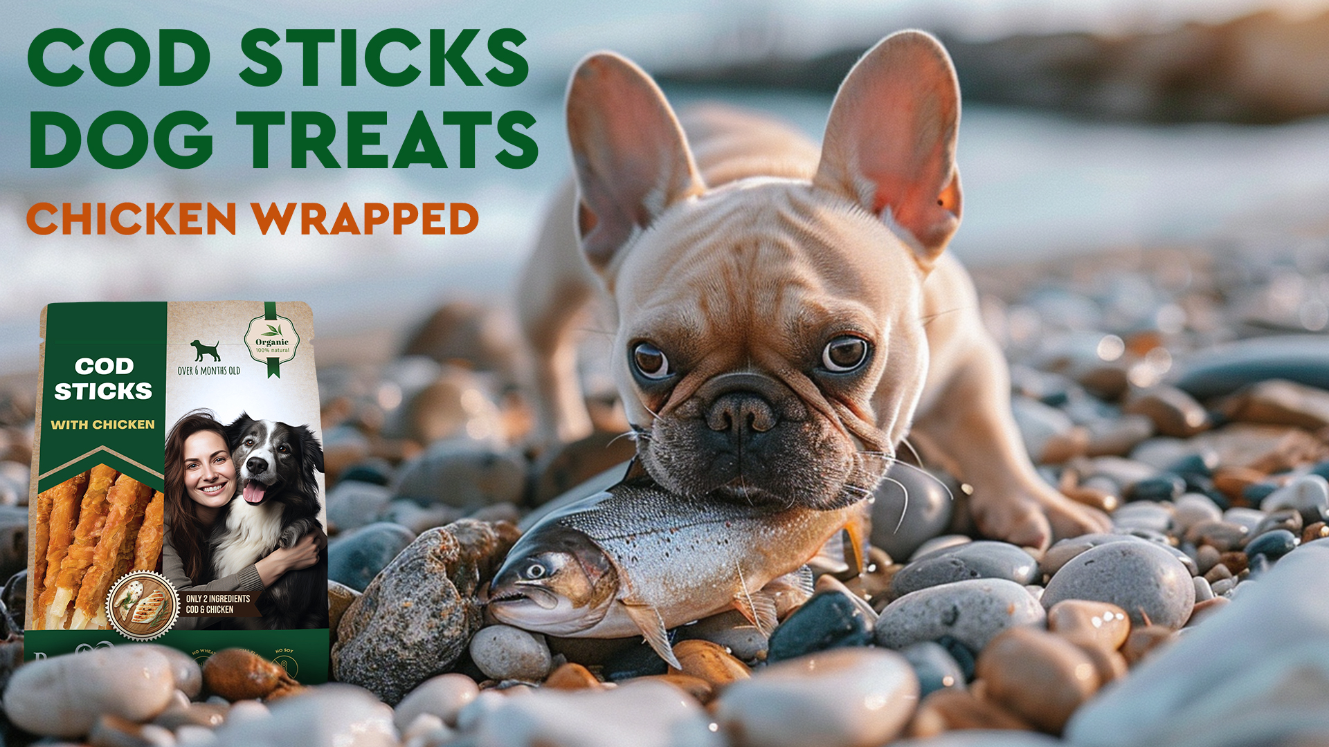 thumbnail video image 2 of Beloved Pets Dog Treats Rawhide - Free Cod Sticks Chicken Wrapped 10.6 oz - All Natural & Grain Free Long Lasting Chews for Large & Small Dogs - Dried Pet Snacks, 2 of 10