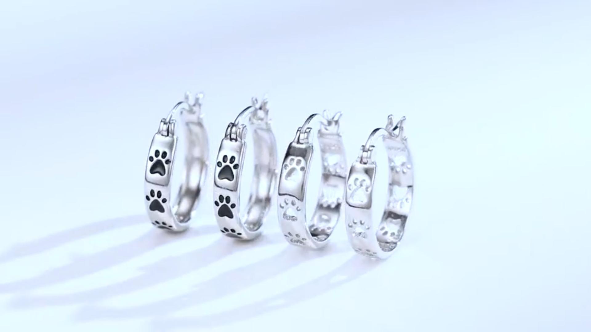 thumbnail video image 2 of Coachuhhar Paw Earrings for Women 925 Sterling Silver Cat Dog Paw Hoop Earrings Hypoallergenic Huggie Cartilage Hoops Earrings Pet Jewelry Gifts for Mother's Day, 2 of 8