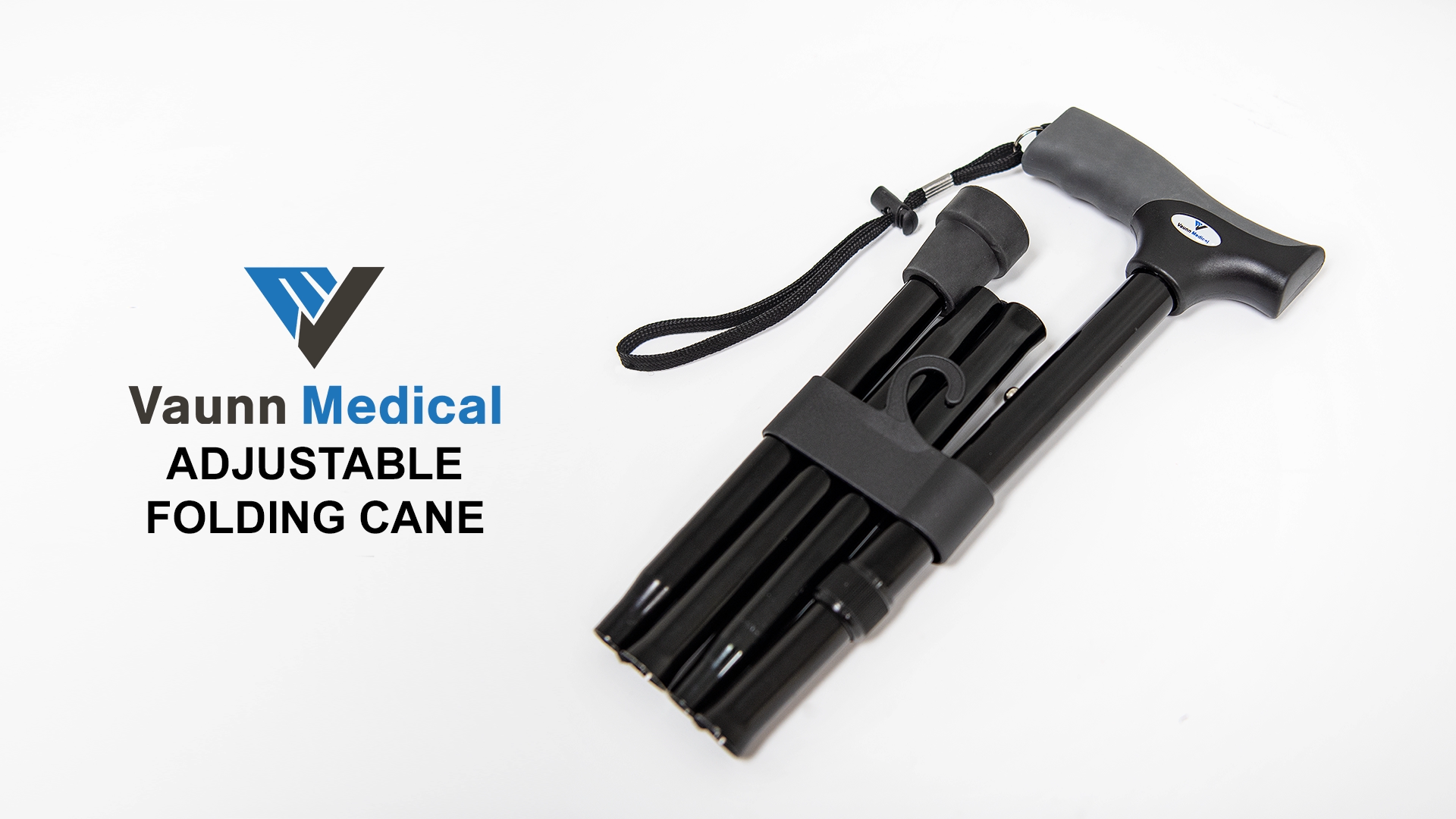 thumbnail video image 2 of FSA/HSA Eligible, Vaunn Medical Easy Grip™ Height Adjustable Folding Cane/Walking Stick with Strap/Pouch- Compact, Portable, and Safe Walking Assistant- Non-Slip Grip Handle, 2 of 7