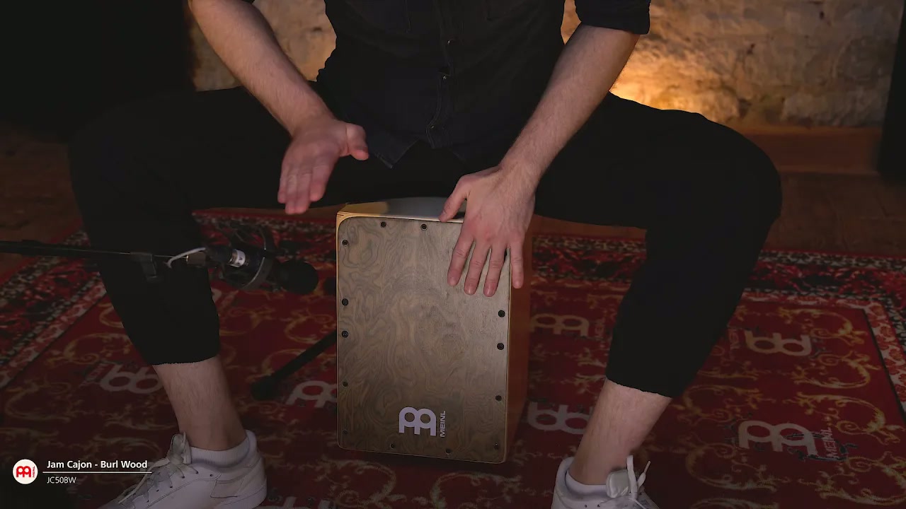 thumbnail video image 2 of MEINL Jam Cajon, Burl Wood, 2 of 2