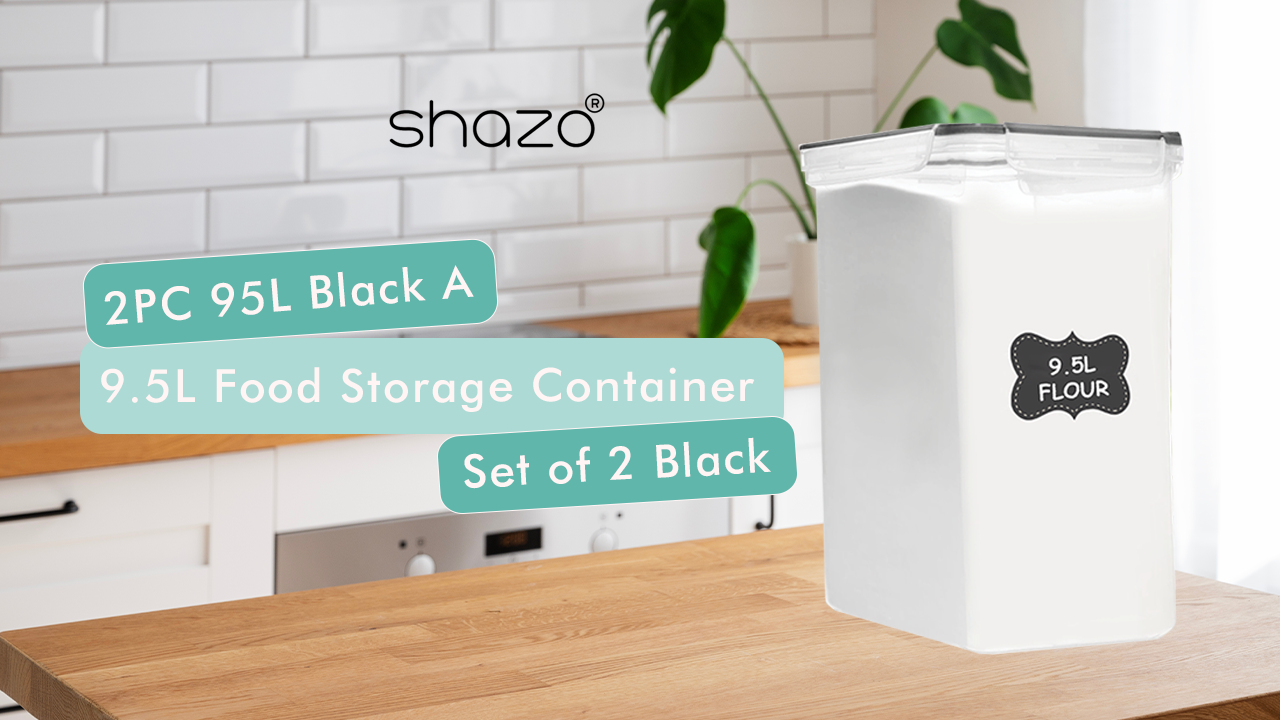 thumbnail video image 2 of Shazo 2PC (9.5L | 321 oz) Extra Large Airtight Flour Sugar Storage Containers, BPA Free Plastic Food Storage Containers with Lids, 2 of 9